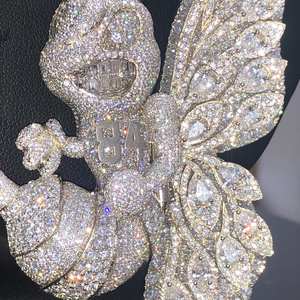 Pendentif en argent 925 diamant américain personnalisable Style Hip Hop glacé Charm Moissanite unique - Product Image 2