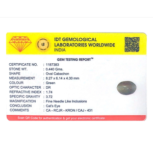 Crisoberyl Ojo de Gato Natural de 2.2 Quilates, Pulido y Tallado, Corte Ovalado Marrón Dorado, Gema Suelta Certificada por IGI, Mineral de 8mm 10mm - Product Image 4