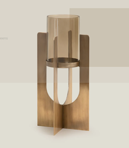 El último soporte de pilar de vela de vidrio metálico con acabado de níquel para usar en fiestas de deshierbe - Product Image 1