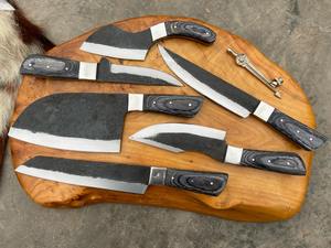 ชุดมีดเชฟ 6 ชิ้น สไตล์ใหม่ ทำจากเหล็กกล้าไร้สนิม ดามัสกัส พร้อมด้ามไม้และใบมีดเหล็กกล้าคาร์บอน - Product Image 2