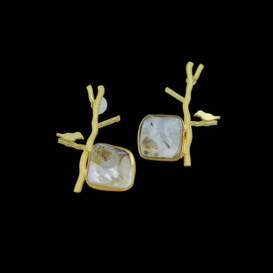 Boucles d'oreilles en laiton plaqué or vente en gros de vadrouille en pierre boucles d'oreilles à la mode fabricant fournisseur boucles d'oreilles en pierre plaquée or 18 carats - Product Image 1