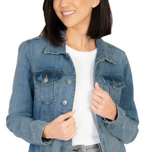 Gran oferta 2025, Chaquetas vaqueras sin procesar transpirables personalizadas de tamaño personalizado para mujer, nueva chaqueta vaquera regular holgada para mujer - Product Image 4