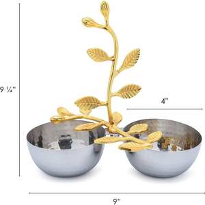 Bol décoratif de luxe plaqué or, poli, martelé pour les noix et les DATES, COLLECTION RAMZAN - Product Image 1