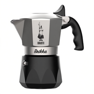 Cafetera Espresso BRIKKA Evolution para Estufa, 2 Tazas, Aluminio Cromado Satinado y Negro, Diseño Italiano Clásico - Product Image 2