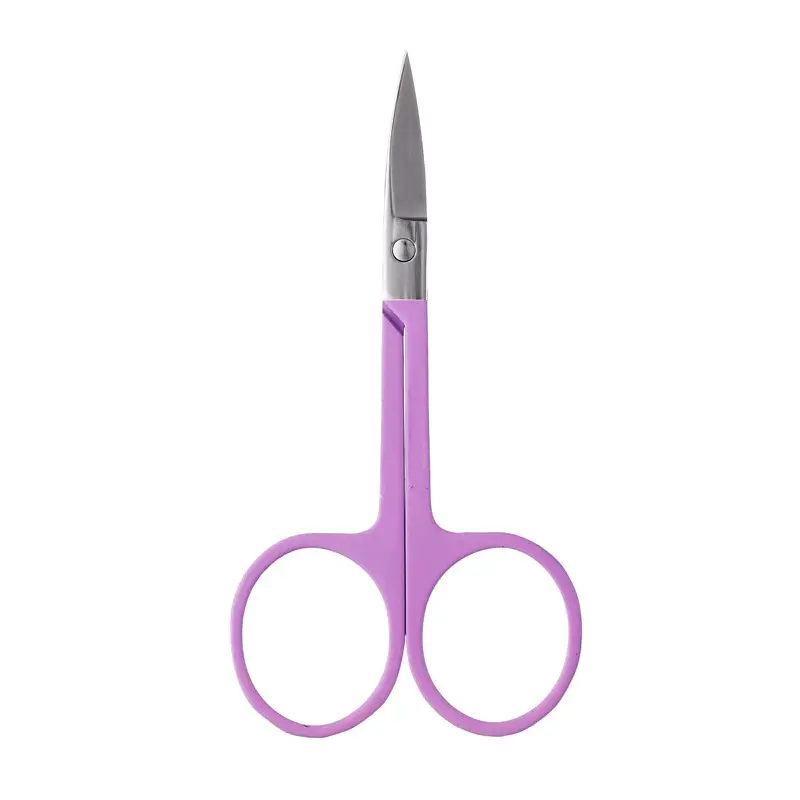 Forbici per cuticole con punta inclinata piccola in acciaio inossidabile rosso viola blu tagliare Manicure tagliare forbici ad anello grande