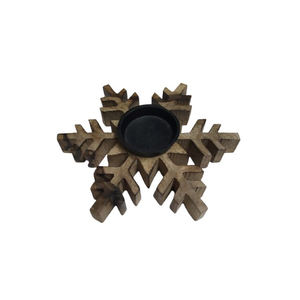 Venta caliente de aluminio T-Light Gold acabado en Navidad Base de estrella de madera Juego de 2 productos decorativos de Navidad de moda únicos - Product Image 2