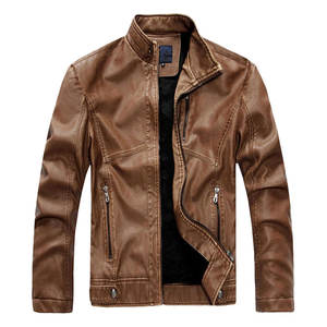 Veste en cuir pour hommes de grande taille et manteau en cuir classique pour hommes pour une tenue unique d'automne et d'hiver - Product Image 1