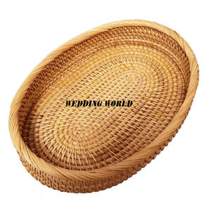 Bandeja de servicio ovalada de ratán, plato de servicio hecho a mano de excelente calidad, bandeja de servicio de ratán al por mayor con estilo clásico - Product Image 1
