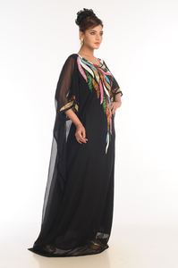 Black Embroidered Georgette Islamic <b>Kaftan</b> - Product Image 4