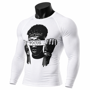<b>Men</b>’s Long Sleeve Compression Shirt Graphic Print Gym Fitness Tight <b>Base</b> <b>Layer</b> Sportswear Custom OEM Wholesale - Product Image 3