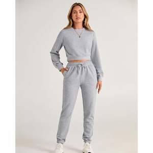 Ensemble de survêtement d'hiver streetwear, impression de logo personnalisée, coton vierge, vêtements décontractés, style luxueux, survêtement pour femmes - Product Image 4