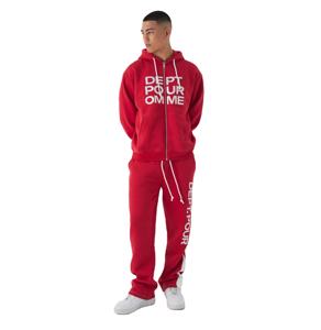 Survêtements personnalisés Superstar rose vif pour hommes, en coton, coupe ample, avec sweats à capuche et pantalons évasés, ensembles évasés - Product Image 3