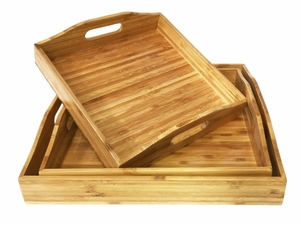 Plateau de haute qualité rond plus de forme pour fruits Snack thé gâteau assiettes de service soucoupes bambou plateau de service en bois - Product Image 2
