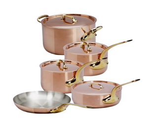 Vente directe Batterie de cuisine finie en cuivre avec couvercle en verre Batterie de cuisine antiadhésive avec poignée du fabricant indien - Product Image 6