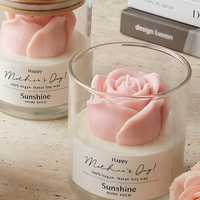 Bougie parfumée à la rose rose personnalisée, bougie en cire de soja, aromathérapie, bougie artisanale en verre, mèche en coton, pour la fête des mères, cadeaux de mariage