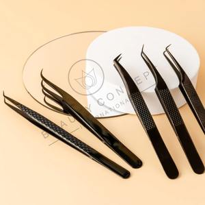 Tijeras de acero inoxidable de 90 grados, pinzas de punta de fibra, pinzas de extensión de pestañas de Metal de alta cantidad, sostenibles para pestañas de volumen - Product Image 3