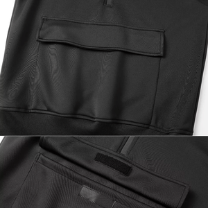 Chándal de poliéster negro con cremallera de cuarto con bolsillo frontal para chaqueta con capucha para hombre, chándal para correr, ropa de moda - Product Image 3