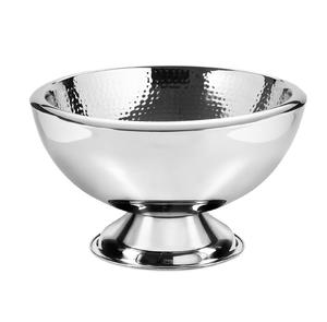 Seau à glace rond en métal argenté brillant de grande taille, design martelé, pour les fêtes, pour refroidir les boissons, seau à champagne sur base ronde - Product Image 1