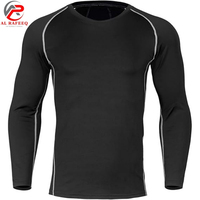 Ensemble de t-shirts et collants de compression ajustés pour hommes, séchage rapide, spandex/polyester, sport, gym, course à pied