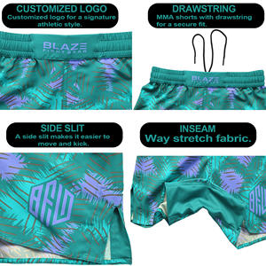 Personalizado MMA Boxing Shorts Hombres Cómodo Transpirable Bajo MOQ Gimnasio Uso Entrenamiento Estiramiento Característica Patrón Decoración - Product Image 5