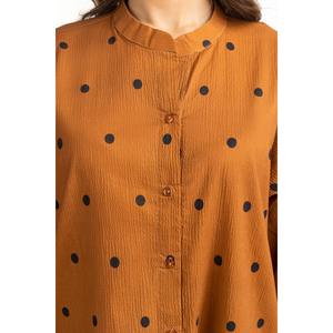 Robe décontractée élégante grande taille WM-DRS-SS25-243 Coupe régulière Col mandarin Respirante Crochetée Fermeture éclair Volants XL pour Fête de Jour - Product Image 6