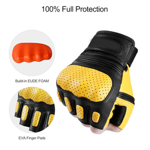 Gants de Moto en Cuir Sans Doigts Protection Complète, Antidérapant, Rembourré, Cyclisme, Vélo, Fitness, Gym Pour Hommes PAR AMAZING INDUSTRIES - Product Image 2
