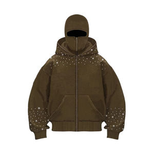 Sweat-shirt à capuche en molleton pour homme avec logo personnalisé, fermeture éclair intégrale, 100% coton, anti-froissement, doublé, streetwear lourd - Product Image 1
