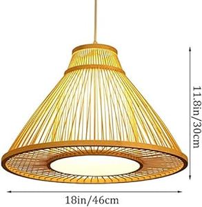 Lampe suspendue en rotin de qualité Standard couleur marron clair lampe en fer pour salon chambre bureau fait à la main personnalisé - Product Image 4