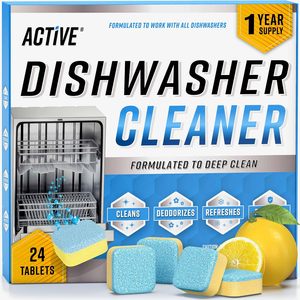 ACTIVE Dishwasher Cleaner & Deodorizer <b>Tablets</b> 24 Pack Heavy Duty Descaler Limescale Remover <b>12</b> Month Supply - Product Image 1