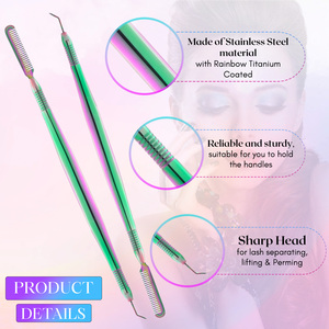 Vente chaude outils de levage de cils résistants à la rouille ascenseur de cils Perming cils poignée antidérapante double face pointe pointue à 45 degrés avec coupe - Product Image 2