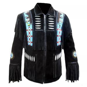 Veste de cow-boy noire et unie pour hommes, accessoire de mode d'hiver personnalisé en gros - Product Image 3