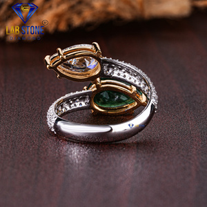 Anillo de oro blanco con piedras preciosas y diamantes cortados en PerA TDW 3.148 de Lab-Stone Diamond Ring Color de la piedra de la Piedra del anillo del color del - Product Image 4