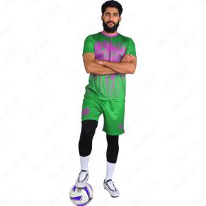 Maillots de costume de football haute performance couleur dégradée 100% ensembles de polyester logo personnalisé uniforme de football avec maillot de football - Product Image 3