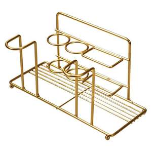 Marbre et métal Acier inoxydable plaqué or fini Porte-brosse à dents au design personnalisé pour la maison et le salon, la salle de bain - Product Image 5