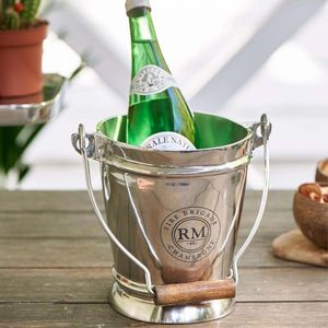 Enfriador de vino brillante de acero inoxidable, Cubo de vino con acabado plateado para cocina y Bar, Enfriador de vino de Metal hecho a mano para fiesta nocturna - Product Image 1