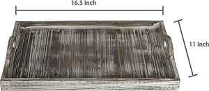 Plateau de service en bois naturel Plateau en bois d'acacia écologique Durable Sûr Style moderne pour les mariages royaux Fêtes Décoration alimentaire - Product Image 6