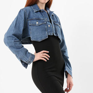แจ็กเก็ตยีนส์เอวลอยสำหรับผู้หญิงแจ็คเก็ตยีนส์สไตล์ล่าสุดทำจากผ้าเดนิม - Product Image 4