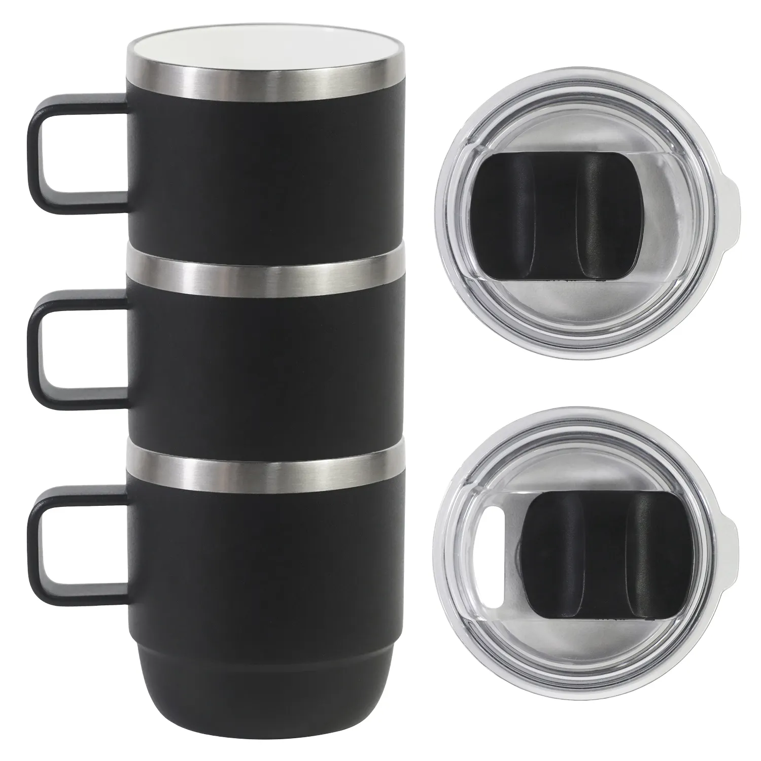 Set di tazze da caffè rivestite in ceramica personalizzate da 177ml da 6 once a doppia parete 304 tazze da caffè in acciaio inossidabile con coperchio