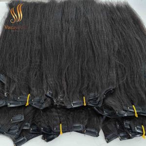 Meilleures ventes Extensions droites brutes sans couture à clipser Cheveux humains vierges vietnamiens - Product Image 4