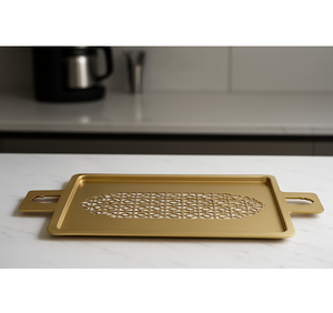 Plateau de service rectangulaire décoratif en métal Plateau de fruits royal de luxe, moderne, classique, vintage, indien, fabriqué à la main et très demandé - Product Image 2