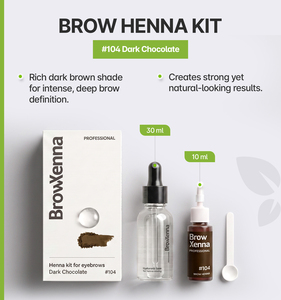 BrowXenna ®   Kit de Henna para Cejas con Base de Mezcla Hialurónica Incluida # 104 Chocolate negro - Product Image 1