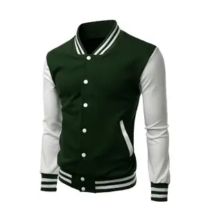 Màu Xanh Lá Cây & Trắng Len Varsity Áo Khoác Cho Nam Giới Hàng Đầu Bán Phong Cách Giản Dị Thời Trang Mới Người Đàn Ông Varsity Áo Khoác Với Giá Thấp