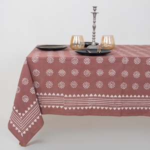 Colorful Vintage Dabu Floral Cotton <b>Tablecloth</b> Hand Block Print Jaipuri Artisan Table Cover for Home Hotel or Banquet Use - Product Image 1