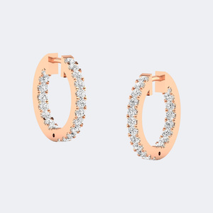 0.55 CTW Round Cut Pave Set <b>Large</b> <b>Hoop</b> Earrings - Product Image 3