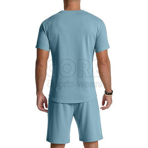 Conjunto corto de dos piezas personalizado para hombre al por mayor, camisetas de cuello redondo, conjuntos de prendas de vestir exteriores transpirables de verano - Product Image 5