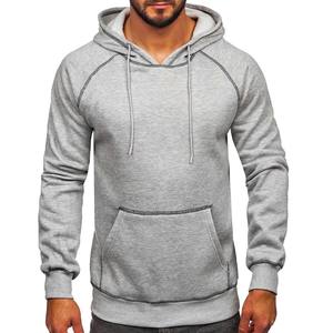 Haute qualité gris hommes à manches longues poches kangourou points Logo thermique sweat et sweats à capuche - Product Image 1