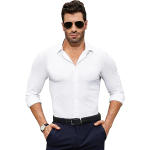<b>White</b> <b>Men's</b> Business Dress <b>Shirt</b> <b>Long</b> <b>Sleeve</b> Slim Solid Color Professional Office Work <b>Shirt</b> Formal Wear Manufacturer - Product Image 2