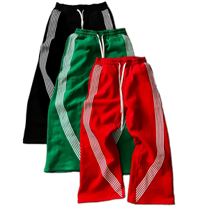 Pantalones de chándal acampanados holgados de gran tamaño para hombre de la mejor calidad, pantalones de chándal a rayas en pantalones de chándal de punto rectos curvos con llamarada - Product Image 1