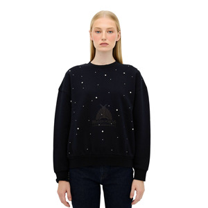 เสื้อสเวตเชิ้ตคอกลมผู้หญิงแบบใหม่ปี 2026 ตกแต่งด้วยคริสตัลพิมพ์ลายด้านหน้า ปรับแต่งได้ ทรงโอเวอร์ไซส์ สำหรับฤดูหนาว ผ้าฟลีซ 100% ผ้าฝ้าย - Product Image 1