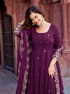 Vestido Anarkali rosa para mujer, motivos bordados, Kurta sin mangas con Palazzos y Dupatta, ropa de fiesta, vestido indio y pakistaní - Product Image 6